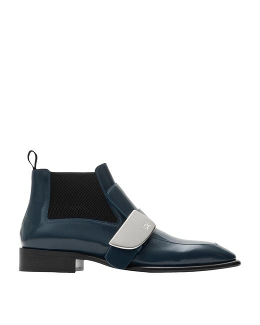 Burberry Blue Leather Shield Chelsea Boots for men