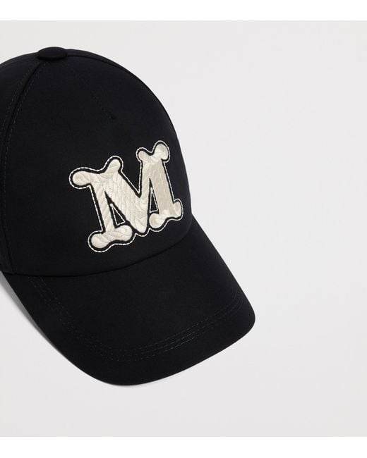 Max Mara Black Cotton Monogram Cap