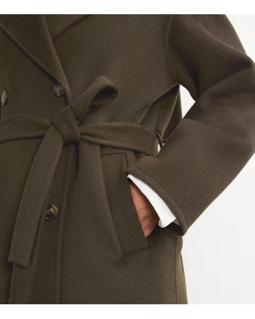 Yves Salomon Brown Wool-Cashmere Belted Trench Coat