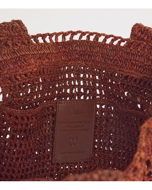 Chloé Brown Raffia Summer Banana East-West Tote Bag