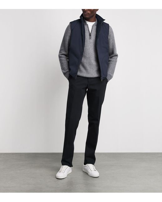 FIORONI CASHMERE Blue Virgin Wool Down Reversible Gilet for men