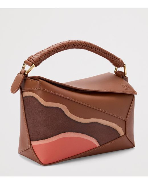 Loewe Brown Small Leather Puzzle Edge Landscape Top-Handle Bag