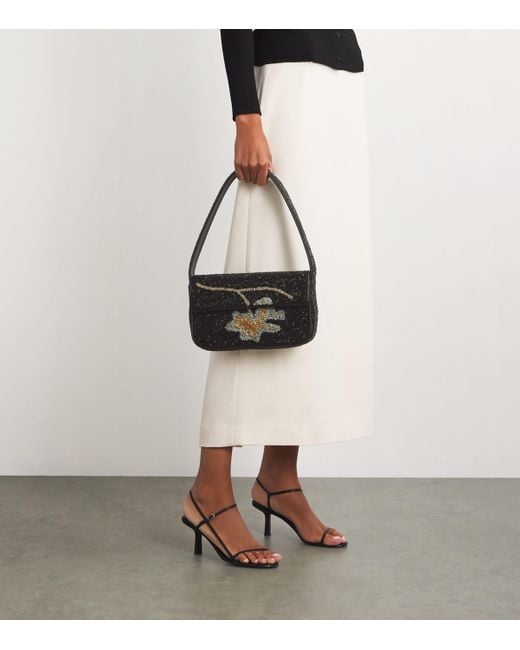 Staud Black Beaded Tommy Shoulder Bag