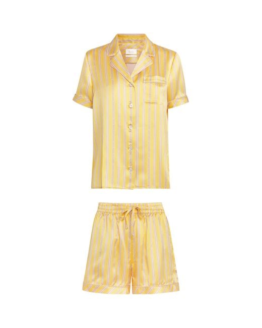 Harrods Metallic Silk Stripe Short Pyjama Set