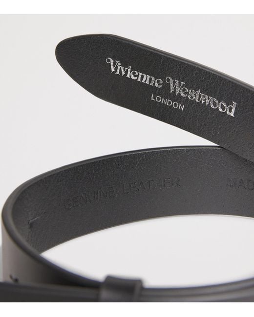 Vivienne Westwood Black Leather Orb Belt for men