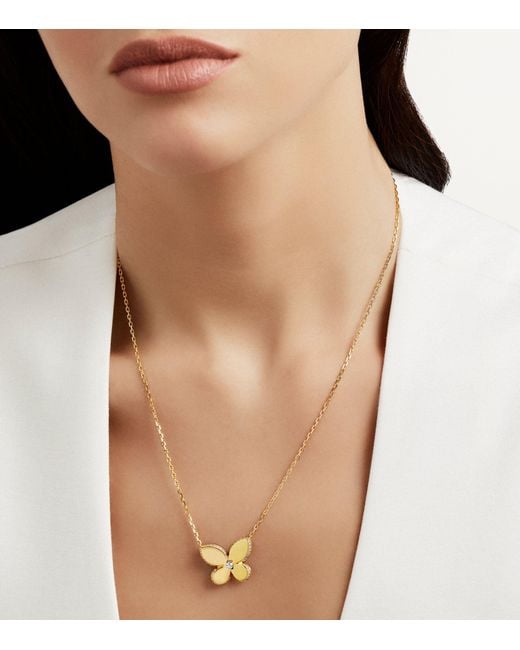 Graff Metallic Yellow Gold And Diamond Butterfly Necklace
