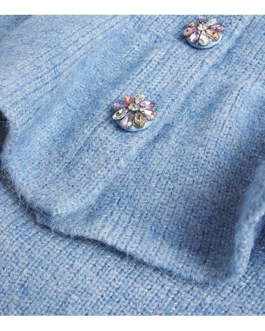 Self-Portrait Blue Knitted Peplum Midi Dress