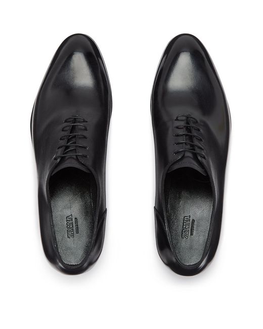 Zegna Black Leather Vienna Oxford Shoes for men