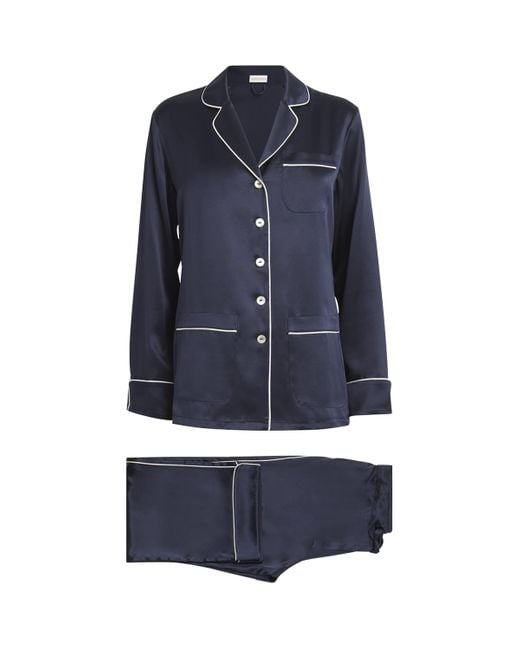 Olivia Von Halle Blue Silk Coco Pyjama Set