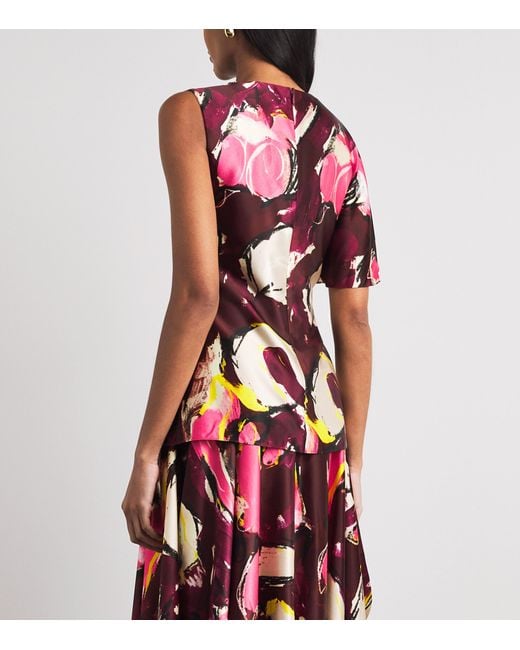 Roksanda Red Satin Printed Nomi Blouse