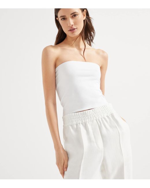 Brunello Cucinelli White Viscose-Linen Twill Trousers