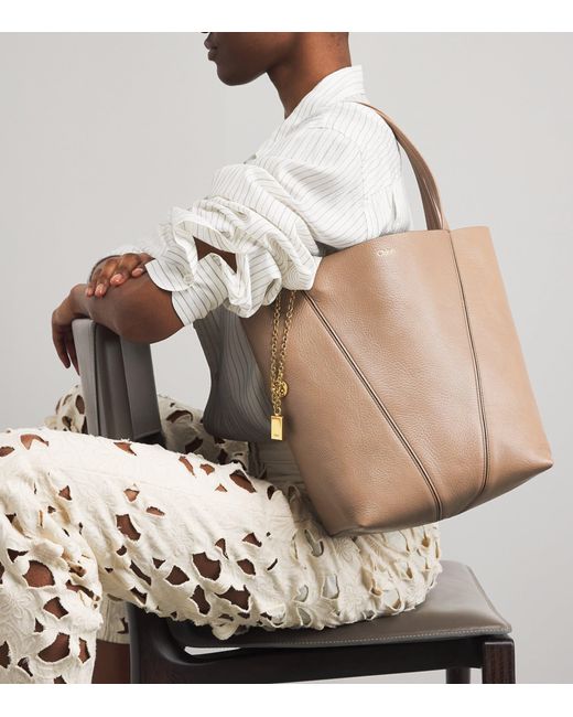Chloé Brown Medium Leather Spin Tote Bag