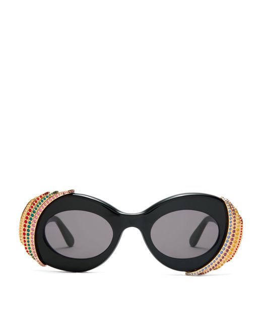 Loewe Black X Paula's Ibiza Crystal Pavé Oval Sunglasses