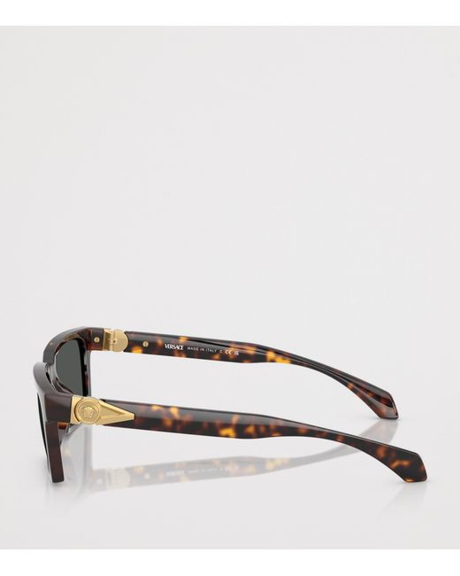 Versace Gray Tortoiseshell Rectangular Sunglasses for men