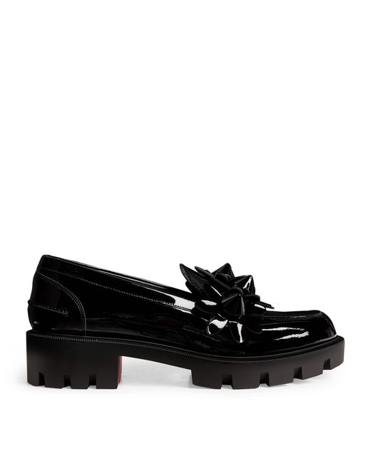 Christian Louboutin Black Daisy Spikes Moc Patent Leather Loafers