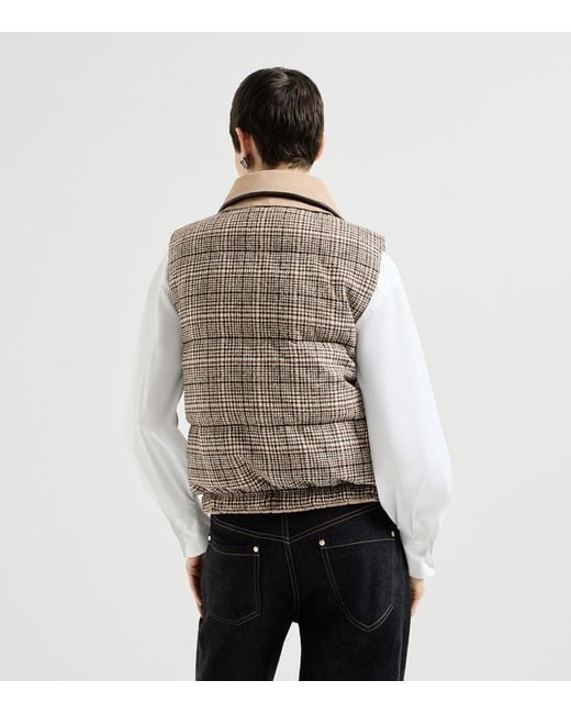 Brunello Cucinelli Brown Cotton-Linen Reversible Gilet