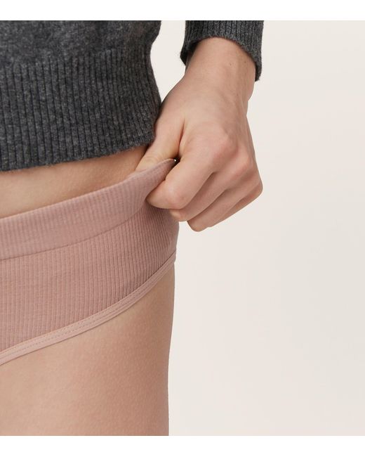 Miu Miu Natural Ribbed Seamless Briefs