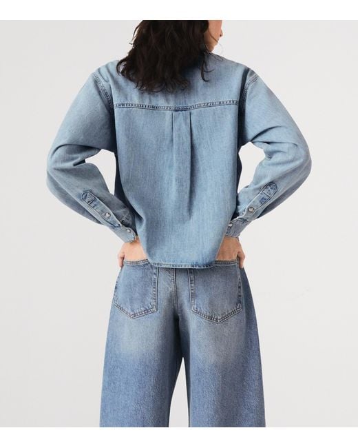 Maje Blue Denim Logo Shirt