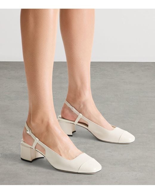 Jimmy Choo White Elisa 45 Leather Slingback Pumps