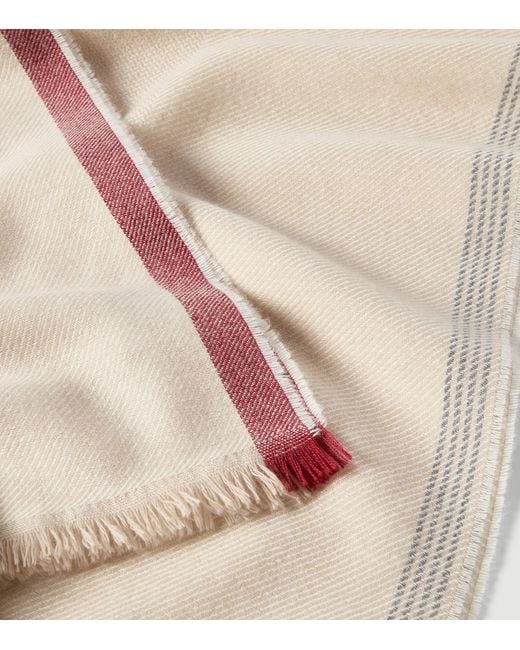 Brunello Cucinelli Natural Cashmere Stripe Scarf