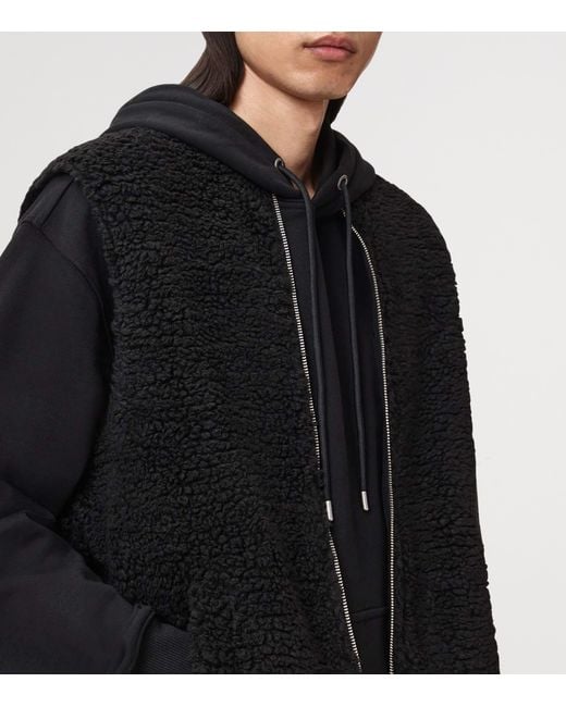 AllSaints Black Sherpa Otis Gilet for men