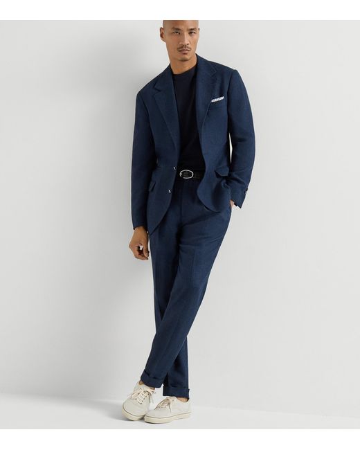 Brunello Cucinelli Blue Cotton Long-Sleeve T-Shirt for men