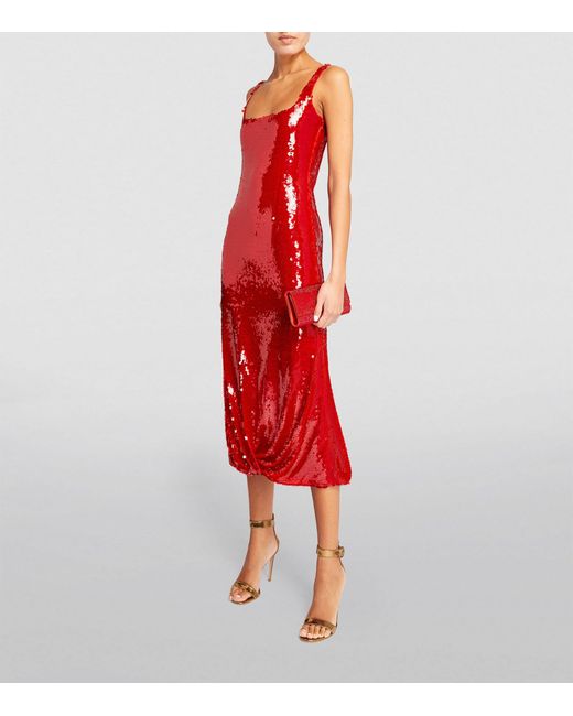16Arlington Red Sequin-embellished Sidd Midi Dress