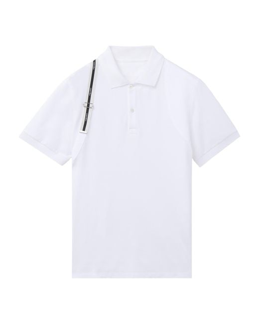 McQueen White Cotton Harness Polo Shirt for men