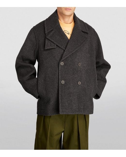 Studio Nicholson Wool-blend Pea Coat in Black for Men | Lyst UK