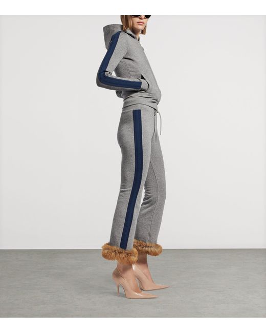 Balenciaga Blue Faux Fur Trim Lion Capri Sweatpants