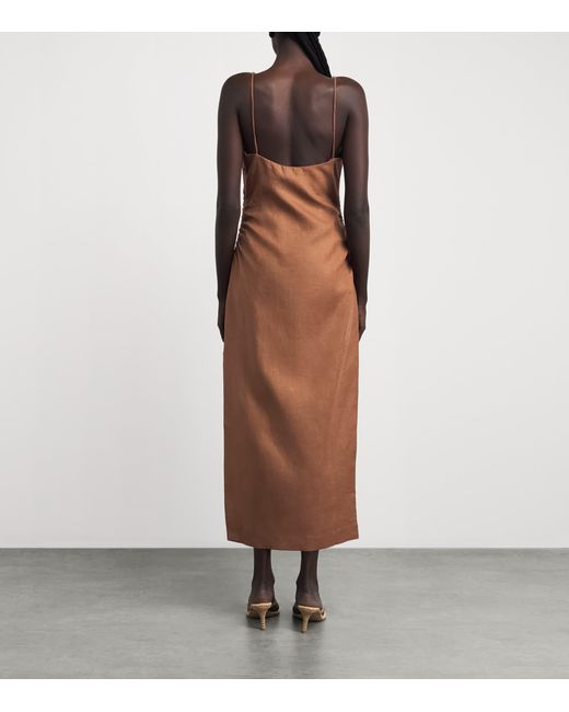 Sir Brown Linen Tommy Midi Dress