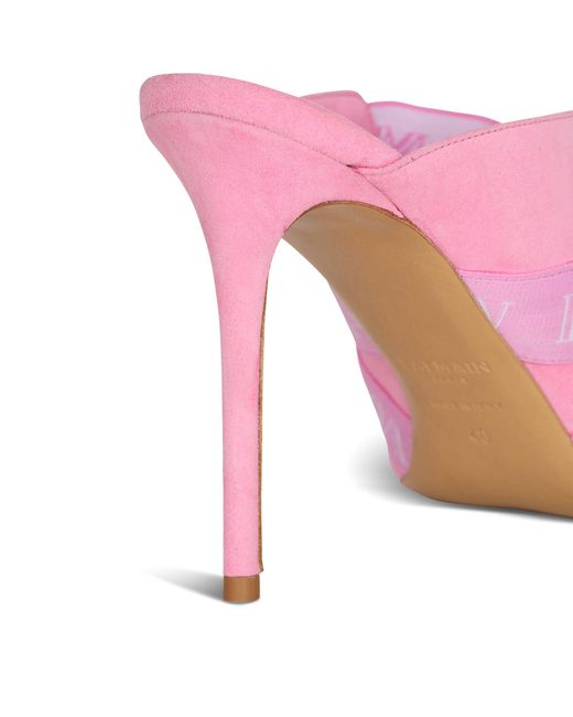 Balmain Pink Vintage-logo Ruby Heeled Mules 95
