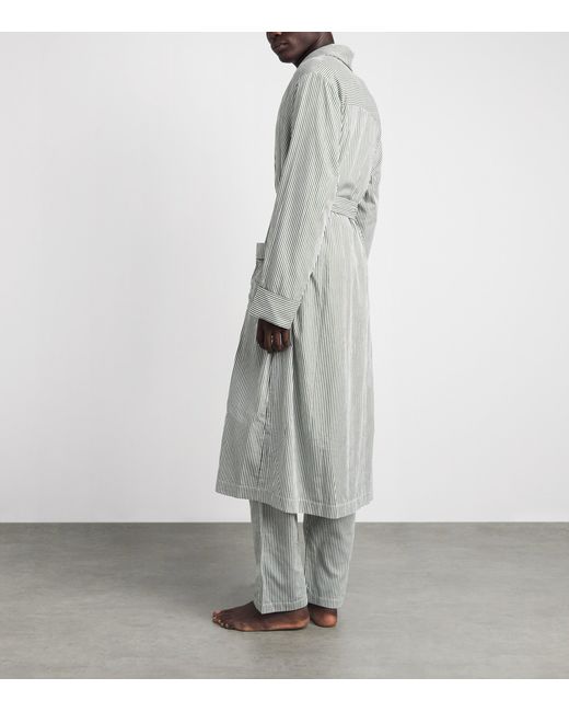 Harrods Gray Cotton Stripe Robe for men
