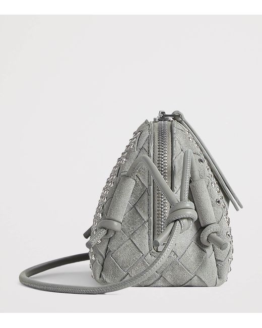 Bottega Veneta Gray Suede Embellished Concert Pouch