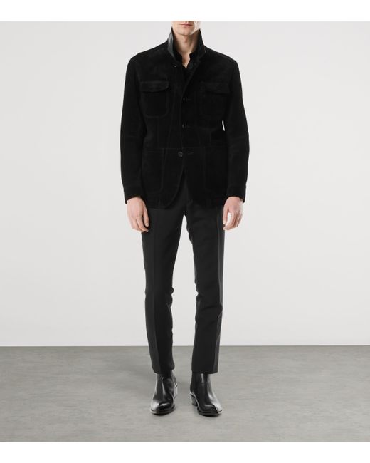 Tom Ford Black Suede Military Jacket for men