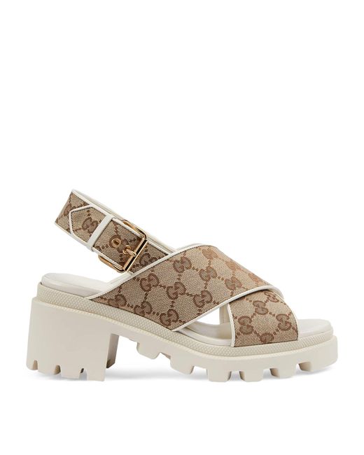 Gucci Natural GG Lug Sole Sandals 70