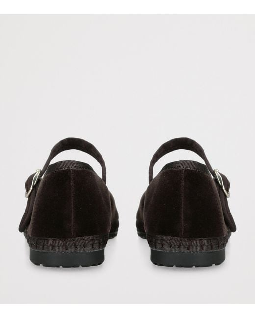 Flabelus Black Velvet Pierre Mary Jane Flats