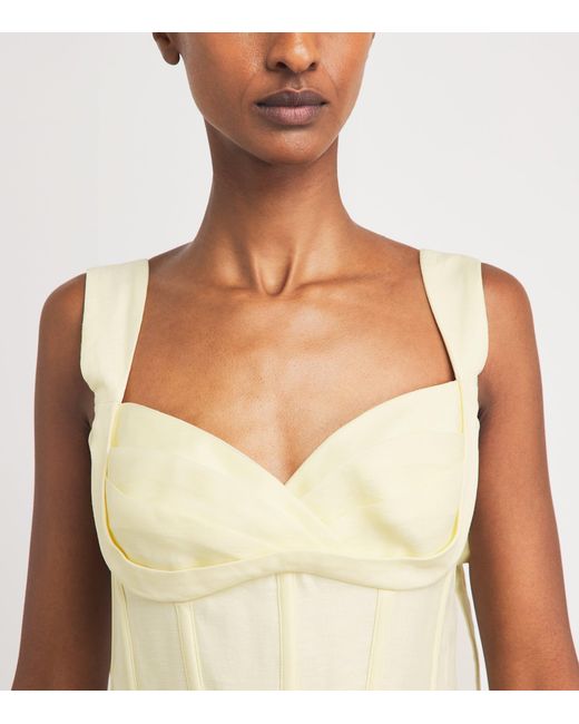 Zimmermann Yellow Linen-Silk Belted Midi Dress