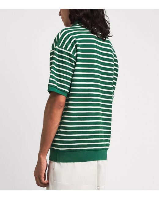 Polo Ralph Lauren Green Cotton Mesh Stripe Relaxed Polo Shirt for men