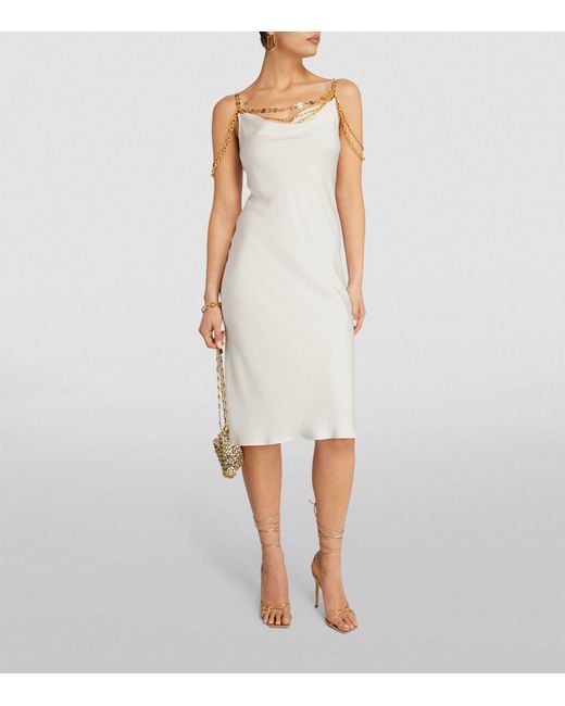 Rabanne White Embellished Midi Dress