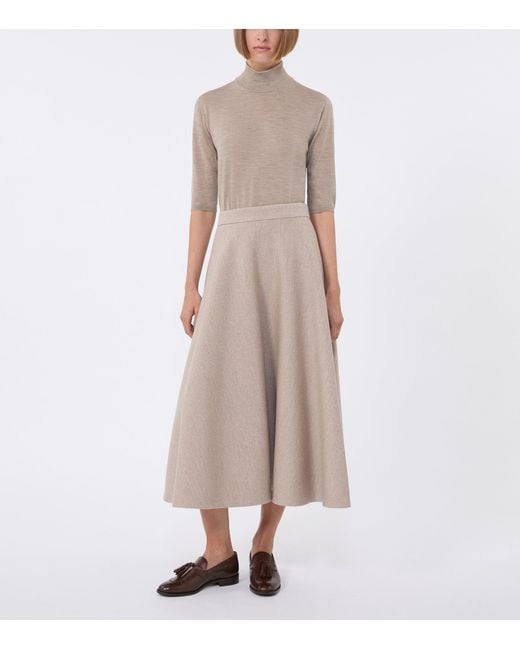 Max Mara Brown Virgin Wool High-Neck Top