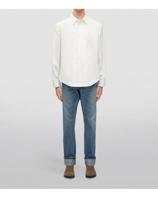 Loewe White Anagram-patch Shirt for men