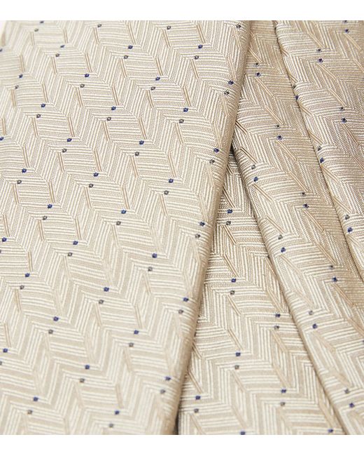 Emporio Armani White Silk Jacquard Tie for men