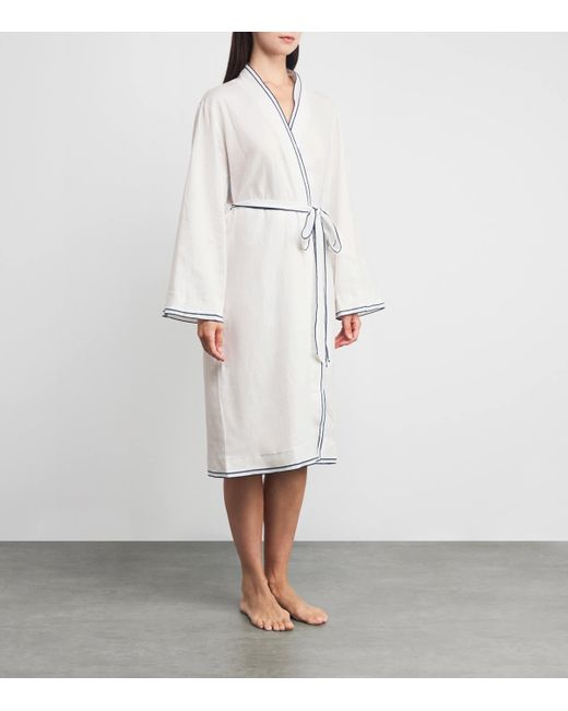 Eberjey White Linen-Blend Robe