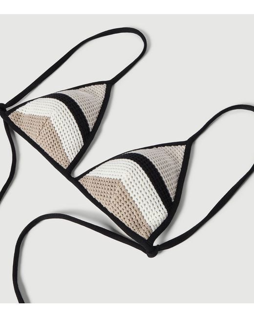 Brunello Cucinelli Natural Cotton Stripe Bikini Top