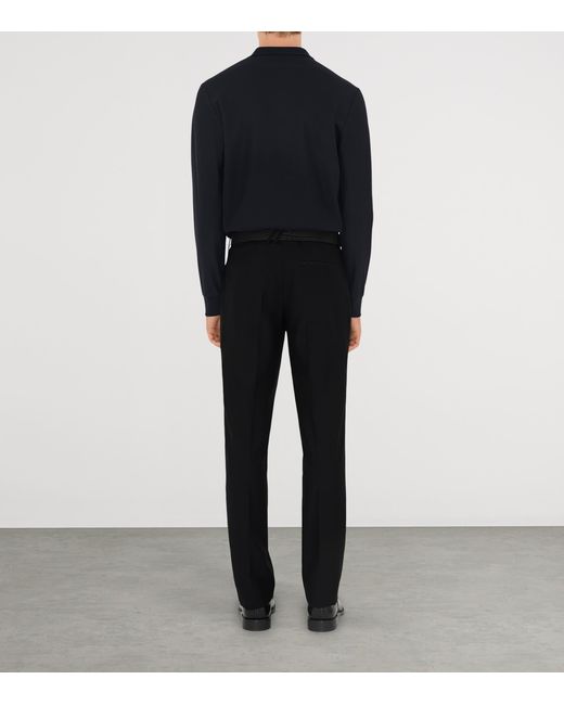 Burberry Black Cotton Ekd -Embroidered Long-Sleeve Polo Shirt for men