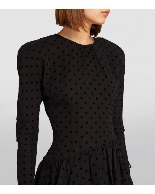 Alessandra Rich Black Silk Polka-dot Mini Dress