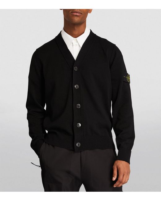 Stone Island Black Cotton Badge Cardigan for men
