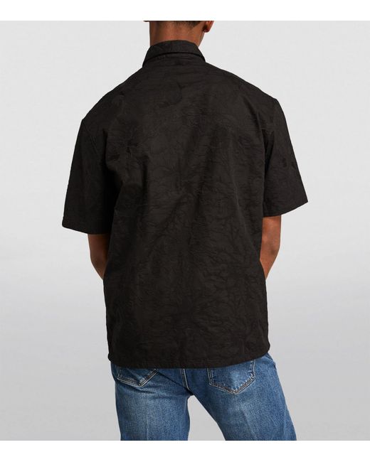 Emporio Armani Black Floral Jacquard Shirt for men