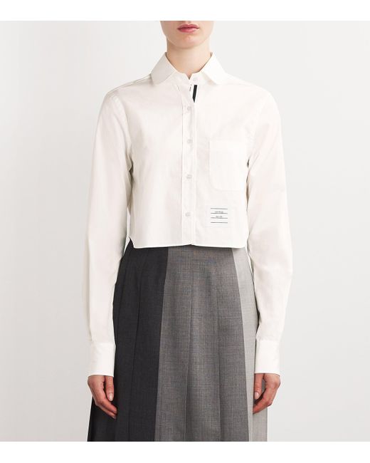 Thom Browne White Cotton Poplin Cropped Shirt